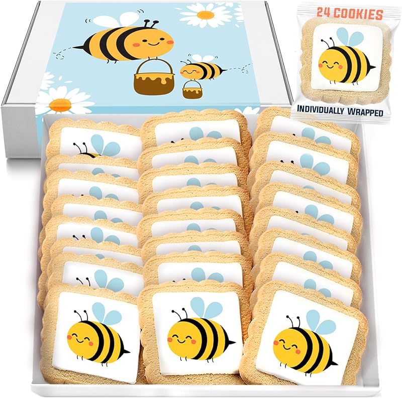 Bee Theme Cookies | Summer Party Bumble Bee Honey Birthday Baby Shower | 24 Individually Wrapped | Kosher