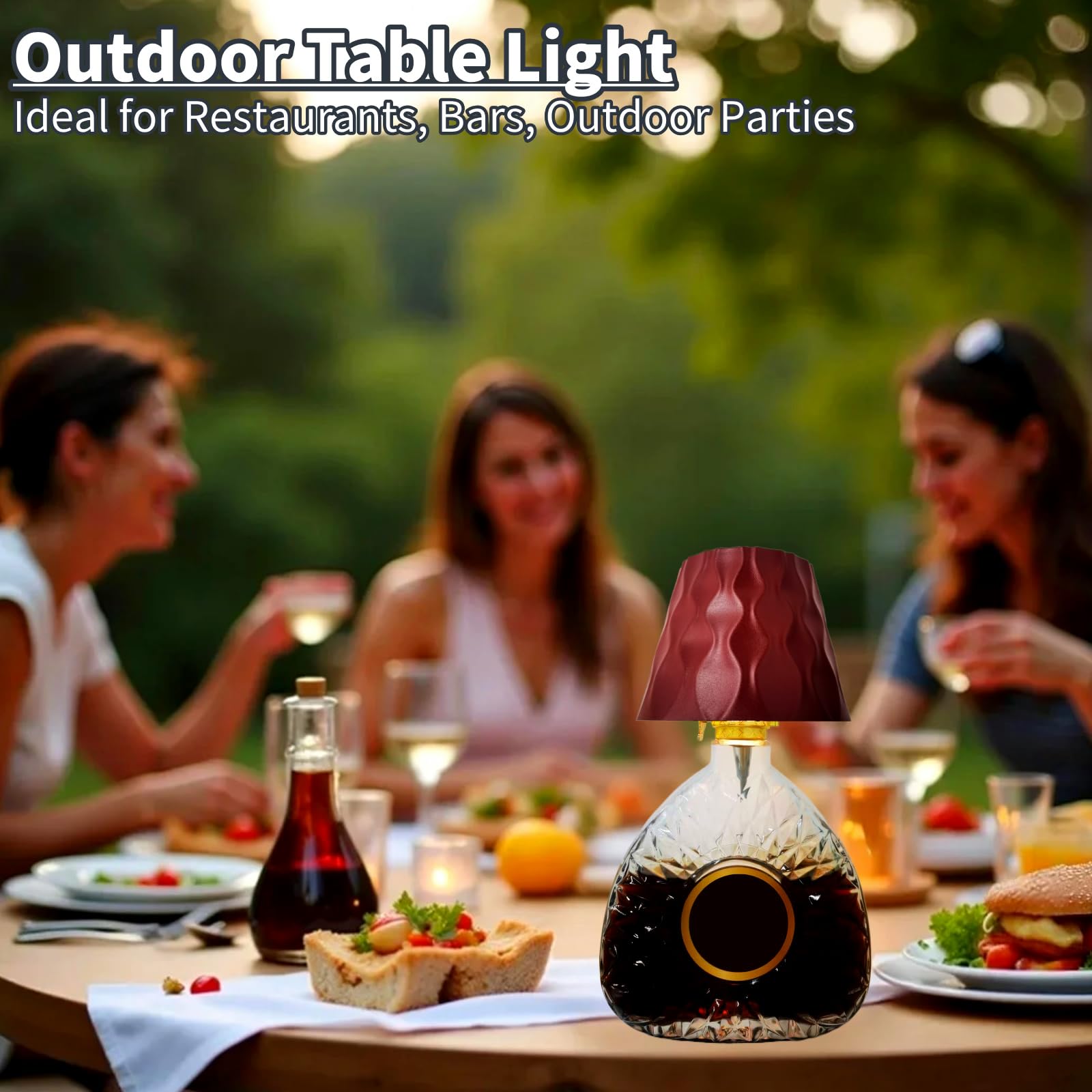 Lampada per bottiglia senza fili, 3 colori, dimmerabile continuamente, lampada a LED ricaricabile con controllo touch, paralume senza fili per camera da letto, ristorante, bar (argento zincato