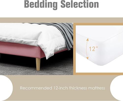 Miniatura 6 de AGARTT Base de cama tapizada tamaño individual con cabecero y estribo, soporte de listones de madera, no necesita somier, fácil montaje, terciopelo