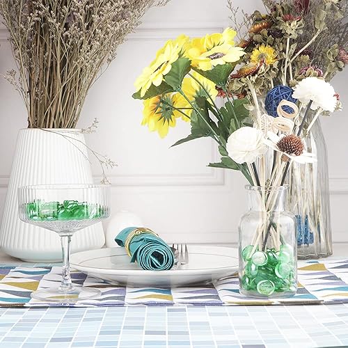 Miniatura 6 de YIYA Cuentas decorativas de mármol plano verde, gemas de vidrio para decoración del hogar, relleno de jarrón, decoración inferior de pecera