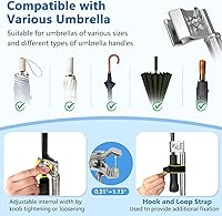 Vista 4 de Soporte de soporte para sombrilla de bicicleta, soporte para sombrilla de silla de ruedas para cochecito, manos libres, clip de abrazadera