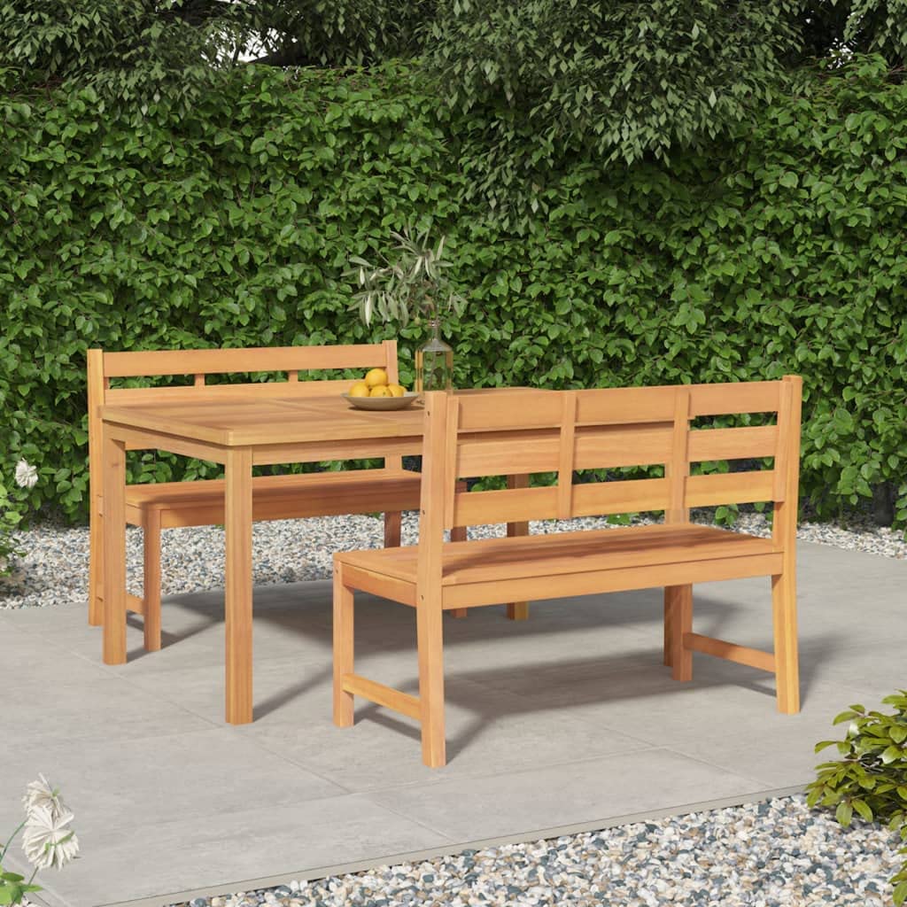 Juego de muebles de jardín de madera de teca maciza con propiedades repelentes al agua y tablero de mesa estable, juego de muebles de jardín para exteriores