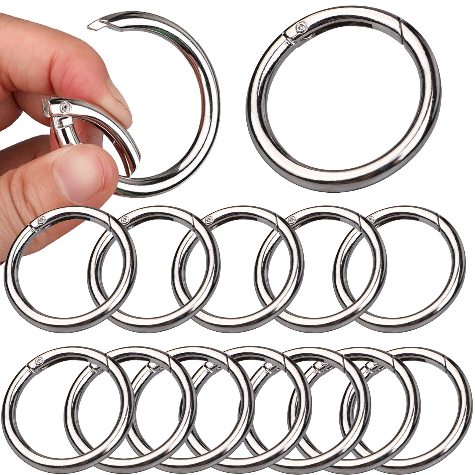 8 Moschettoni Rotondi 40mm Argento - Per Borse, Zaini, Portachiavi E Fai Da Te - Foto 11