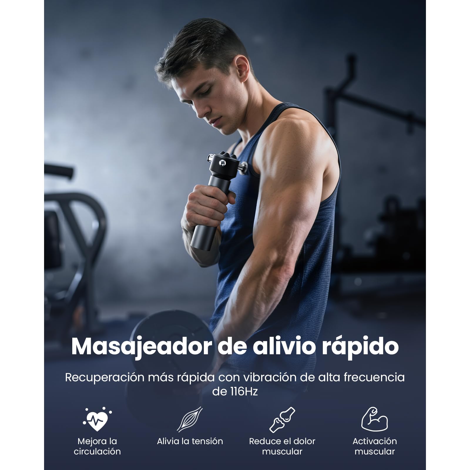 BOB AND BRAD VibeFlow Masajeador Muscular, Alternativa a Pistola de Masaje Muscular, 116Hz, 7.000 rpm, Masajeador de Tejido Profundo, Fascia y Puntos Gatillo, Espalda, Cuello, Hombros, Piernas