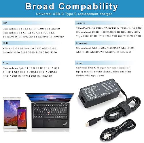 Miniatura 3 de Cargador USB C de 45 W tipo C l43407-001 para HP Chromebook X360 14 14A G5 11 11A G8 G7 G6 G1 G2 EE 14-CA 11-AE 14-ca061dx 14-ca051wm 14-ca052wm