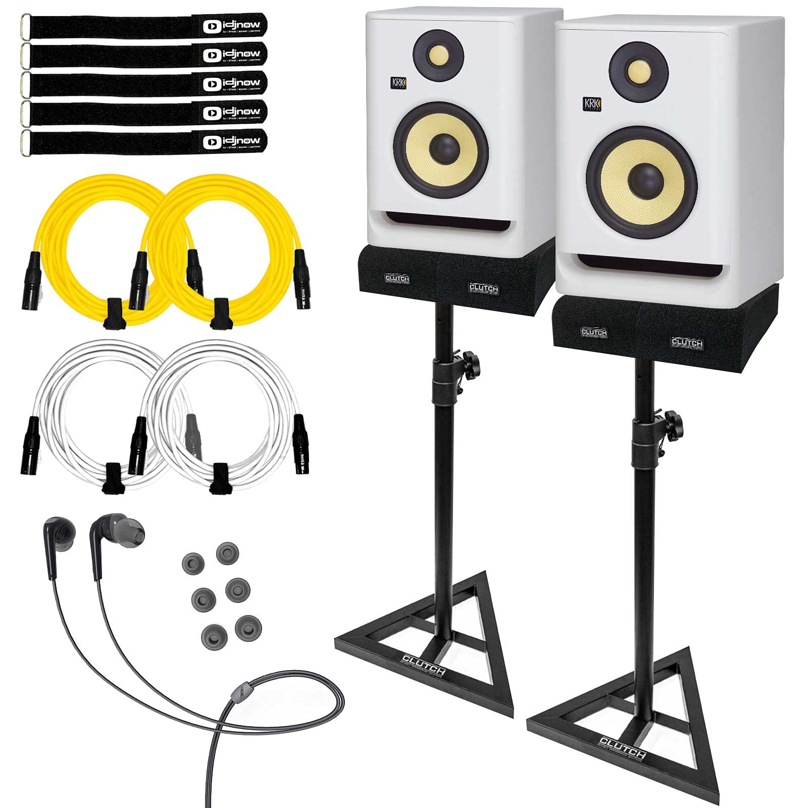 KRK ROKIT 5 G4 RP5G4 5" Active Powered Studio Monitor Speakers White with Stands