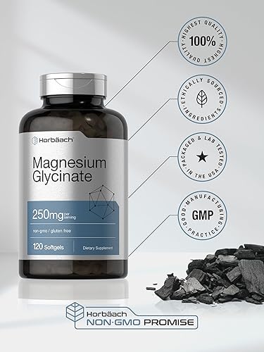 Miniatura 6 de Horbäach Glicinato de magnesio  250 mg  120 cápsulas blandas  Suplemento sin OMG y sin gluten