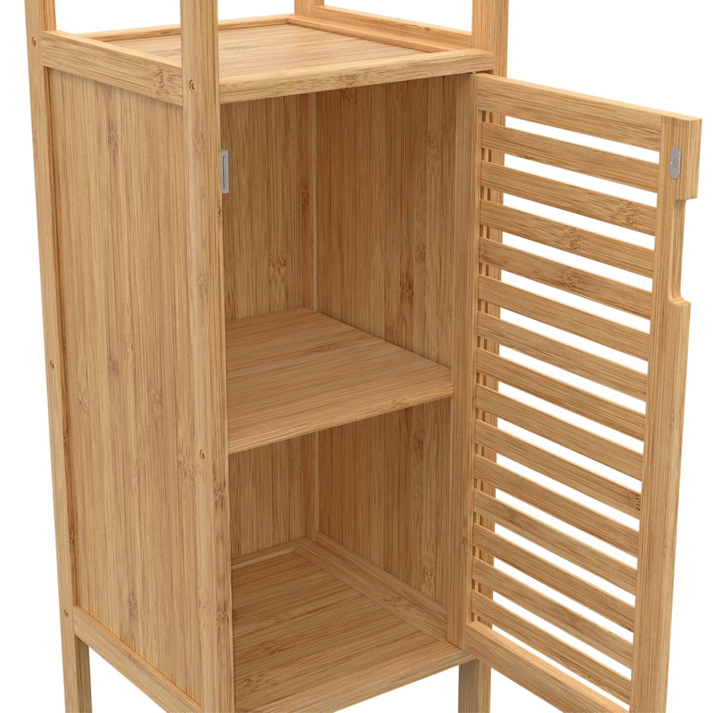 IDMarket - Meuble Colonne Salle de Bain Bambou BEA 1 Porte