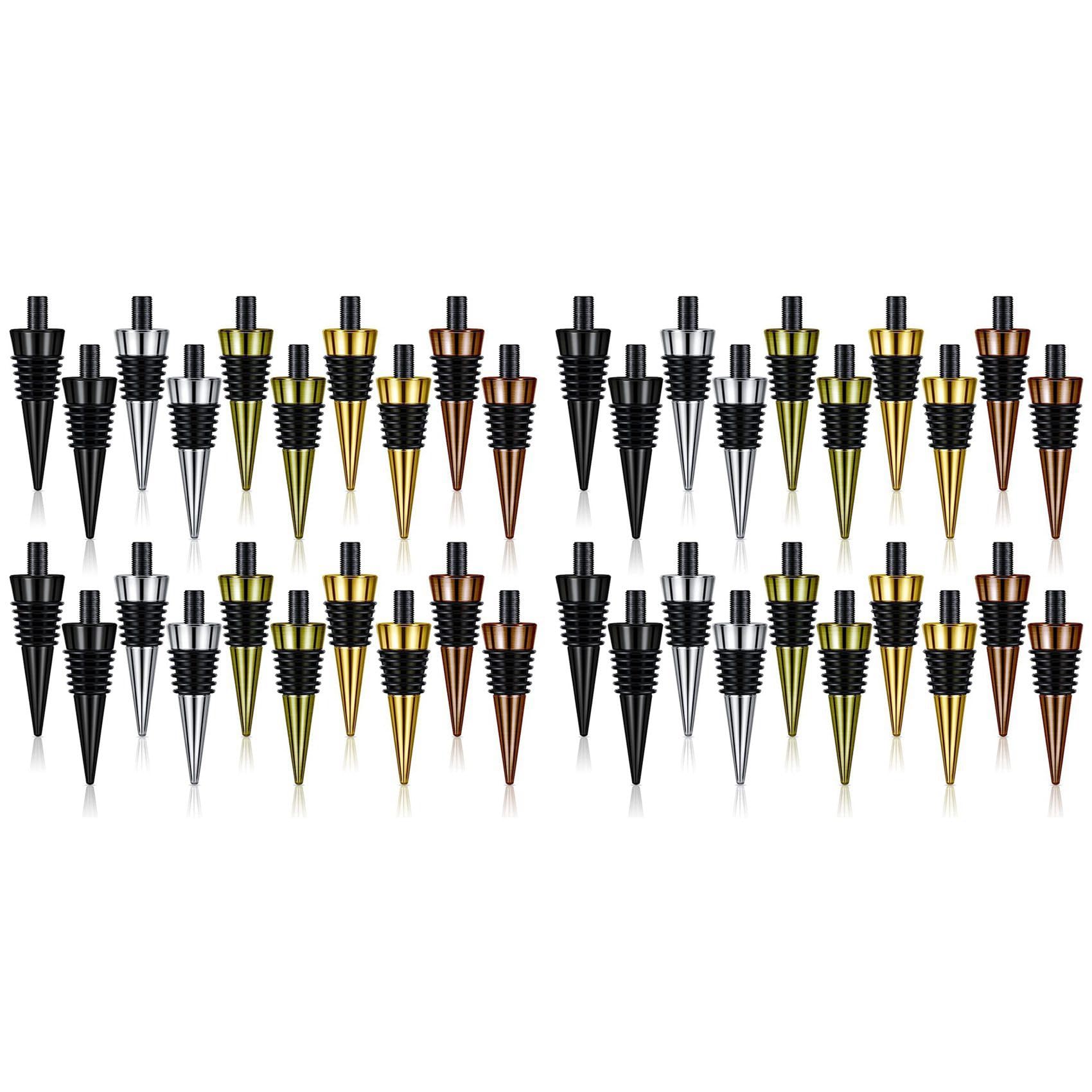 Qezodsx 40Pieces Blank Bottle Stopper with Threaded Post Metal Wine Stopper Inserts Set Hardware for Wood Turning DIY Project