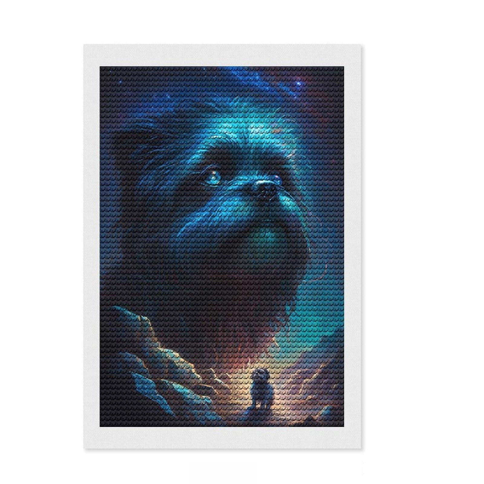 Junmoney Shih Tzu Dog Fictive DIY Diamond Art Canvas Kit 8"x12", for Adults, Boho Decor, Full Kit Included, Artistic Hobby, Arts and Crafts
