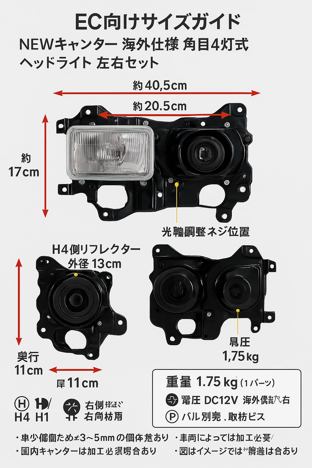 Amazon | 三菱ふそう 用 NEWキャンター 海外仕様 角目 4灯式