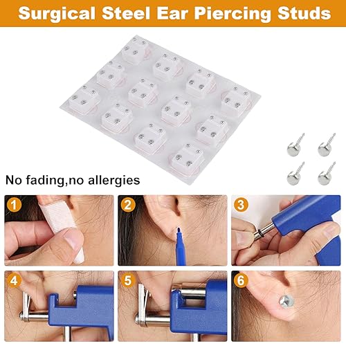Miniatura 5 de 12 pares de piercings de oreja de acero inoxidable, aretes de acero quirúrgico, piercing de oreja de alta calidad, aretes de tapón de oreja, aretes