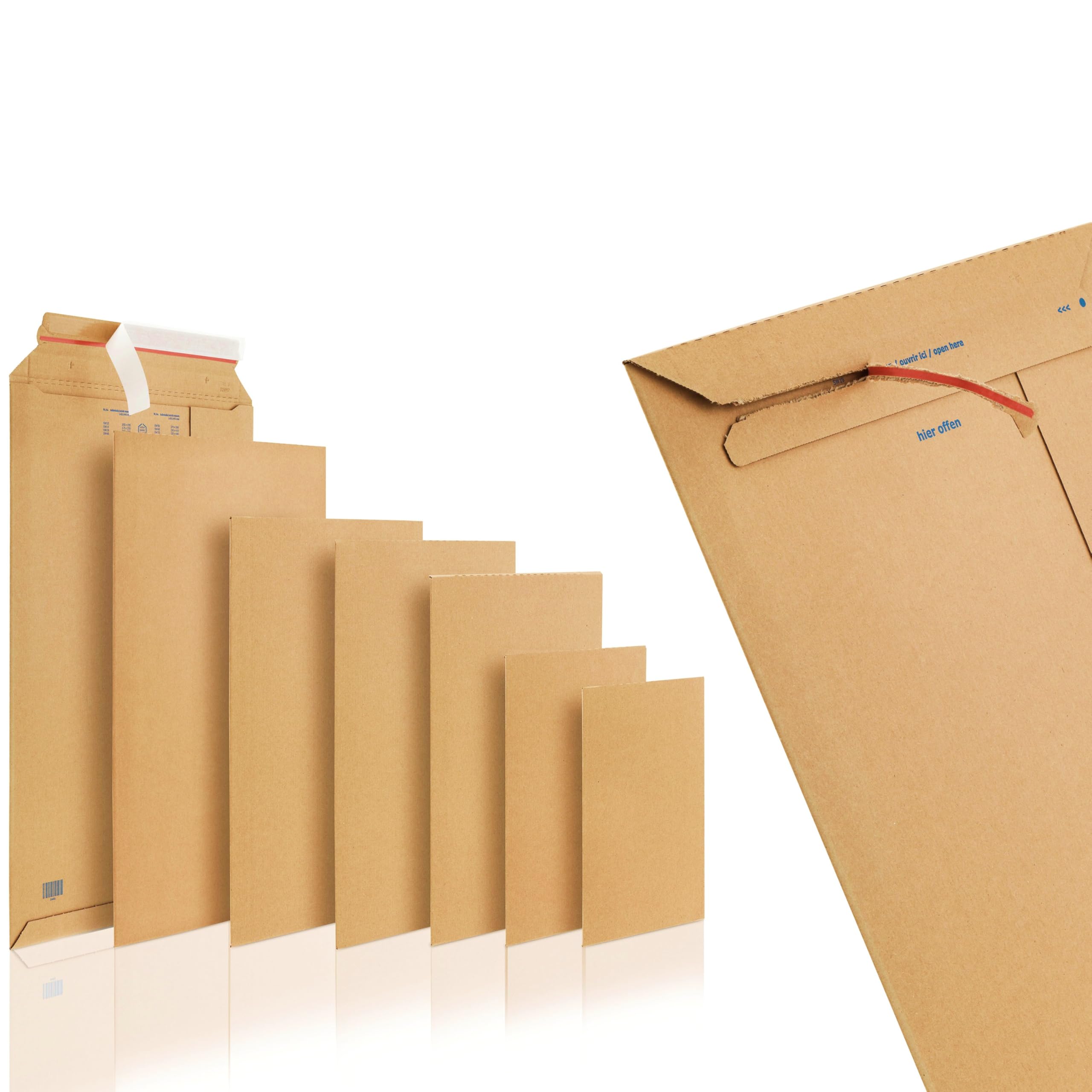 WPTrading - 25 Stück Wellpappe Versandtaschen DIN A4 250 x 353 mm (SW40) selbstklebend in Braun - Pappe Versandtasche aus Karton für Büchersendung reißfest - Warensendung Versand Verpackung für Bücher