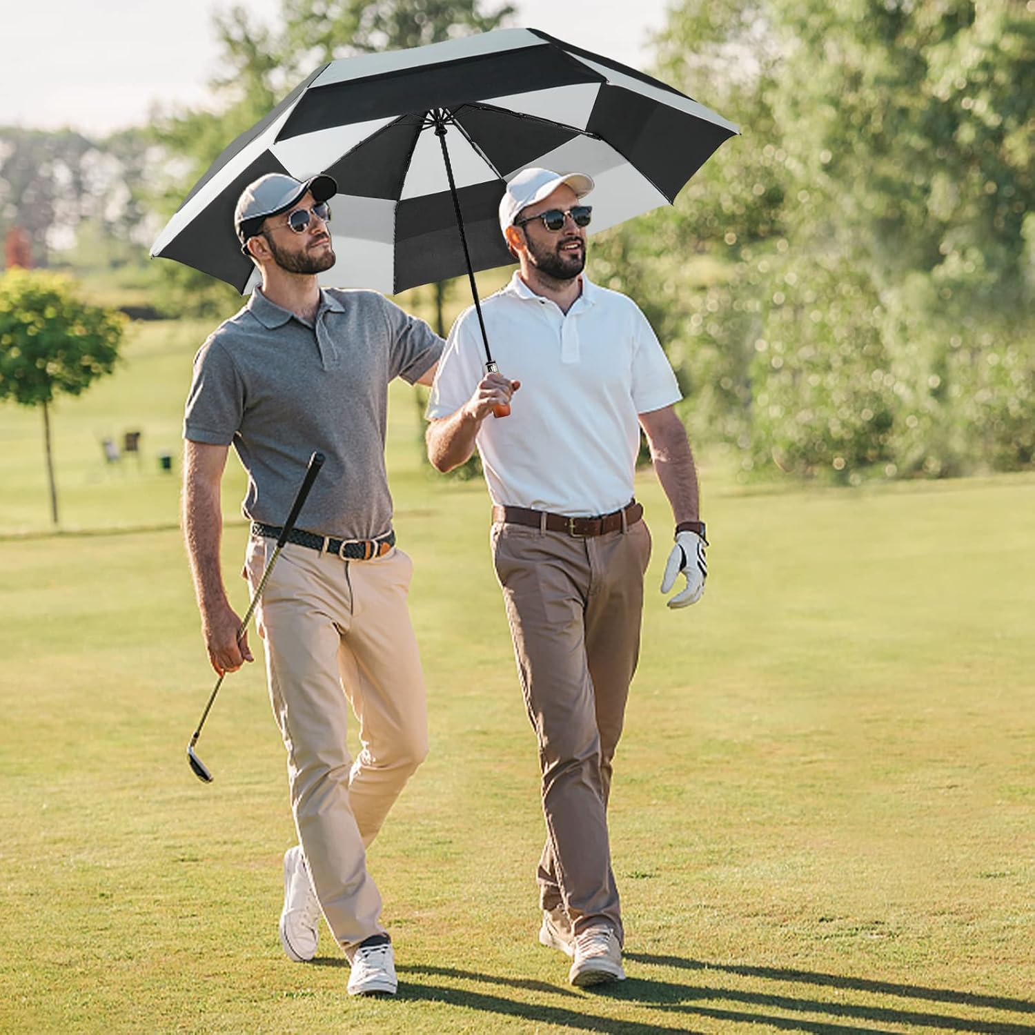 Lejorain 54 inch Golf Umbrella Collapsible - Large Portable Travel Umbrella Compact Auto Open Close Heavy Duty Windproof Vented Umbrella - Image 4
