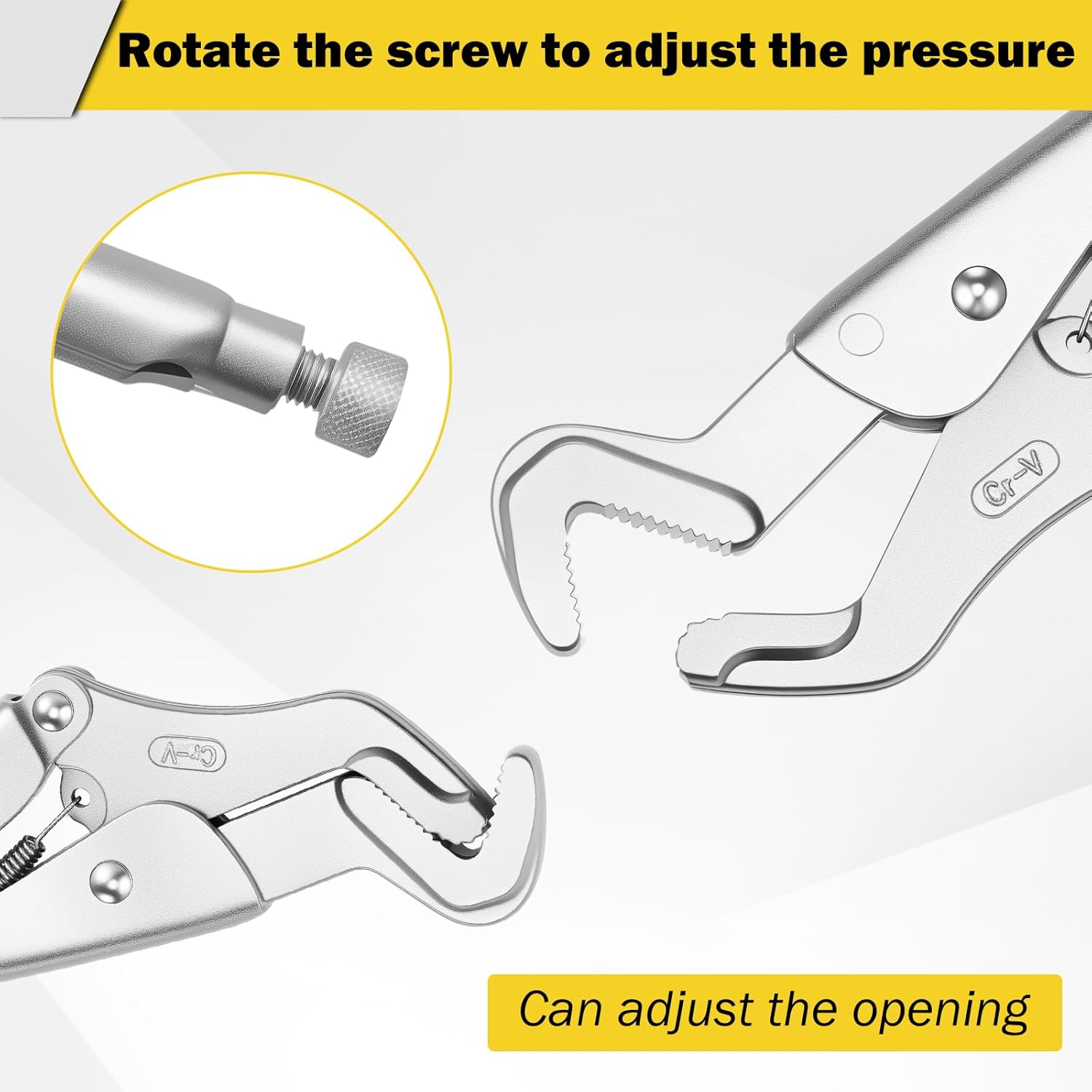 Vice Grips Pliers Set, Curved Jaw Locking Pliers, Adjustable Solid Pipe Clip Repair Welding Pliers, Fast Release Needle Nose Vice Grips, C-clamp Ice Grips Pliers for Clamping Twisting