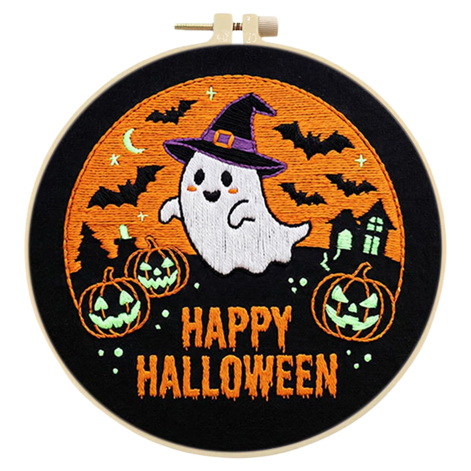 Embroidery Kit for Beginners, Halloween Stamped Cross Stitch Kit