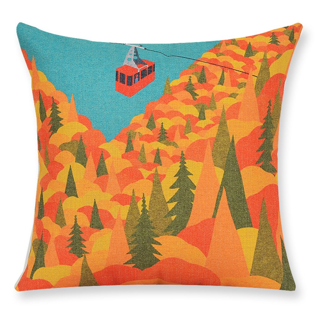 Coussin paysage en coton mélangé 55x55cm Office pastoral une invitation au voyage immobile