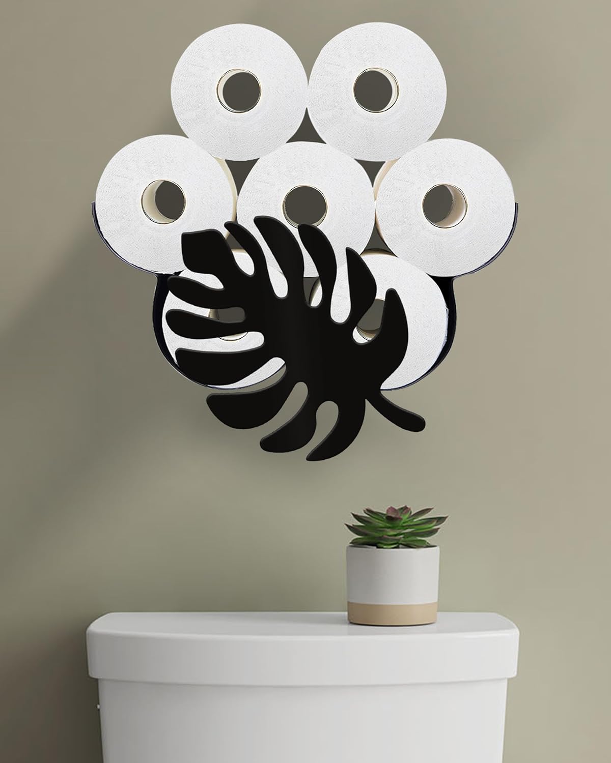 Palm Leaf Toilet Paper Holder for 8 Extra Rolls, Ocean Decorative Wall Mounted Storage, Farmhouse Bathroom Animal Decor Accessories Storage Cabinet