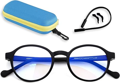 ANDWOOD Gafas de luz azul para niños, niñas, niños, computadora, juegos, anti rayos azules, gafas de sol polarizadas de 3 a 12 años