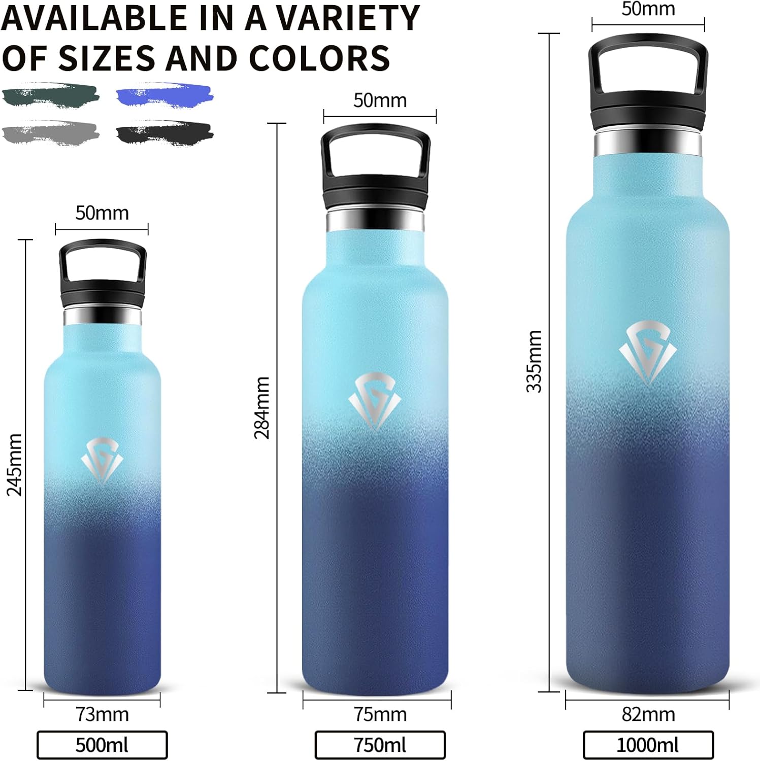 Thermos Flask, Water Bottle, 750 ml, BPA-Free, Drinking Bottle with Straw, 24 Hours Cold & 12 Hours Warm, Leak-Proof, Adult Water Bottle for Hiking, Fitness, Yoga, Camping