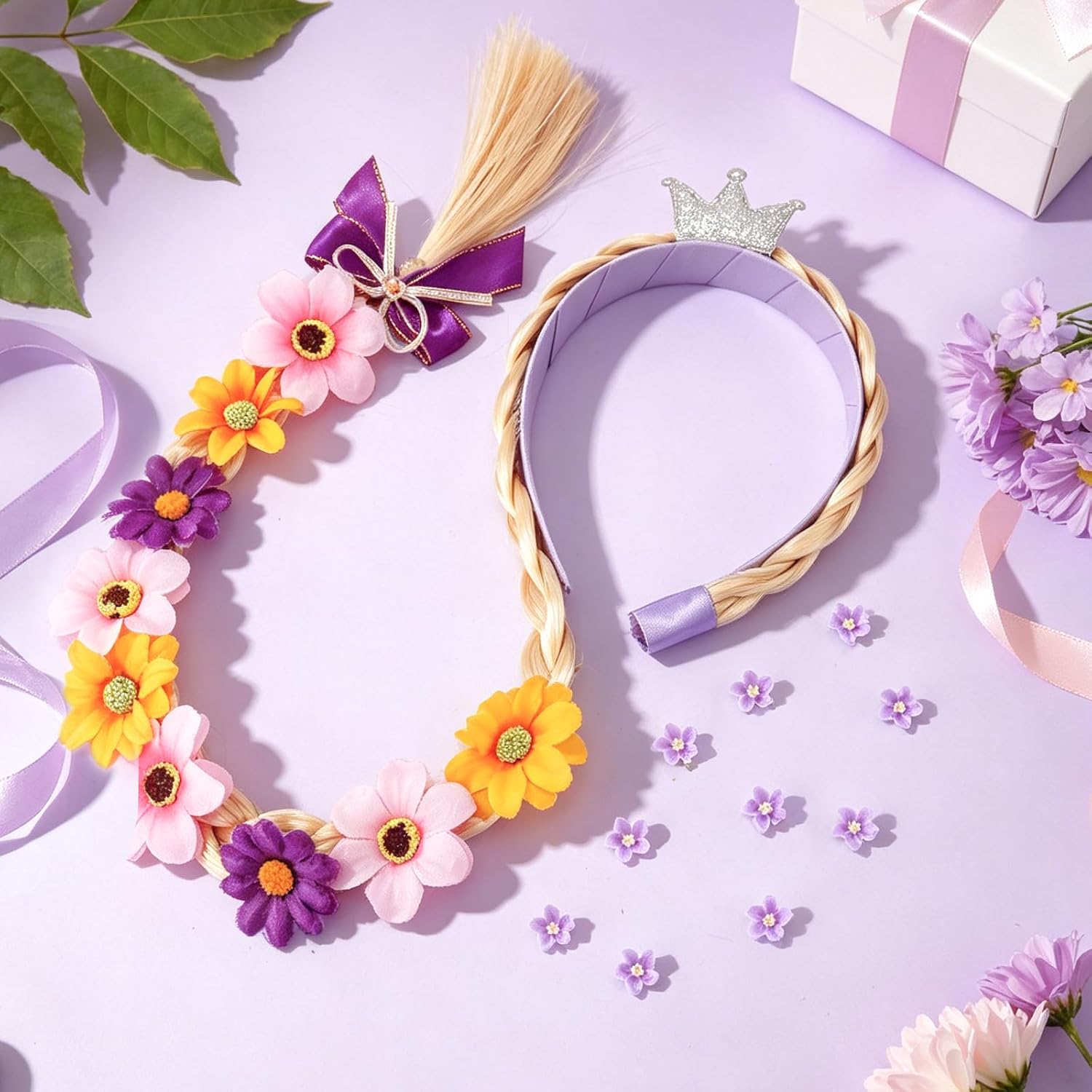 Atoden Princess Rapunzel Hair Braid Headband Wig Flower Costume Accessories