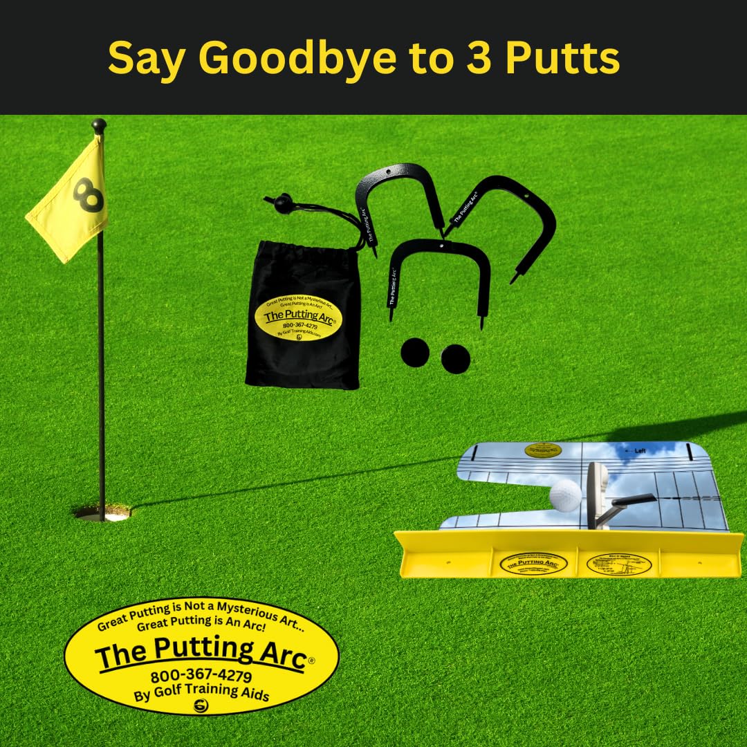 The Putting Arc T3 Mirror Bundle - Golf Putting Trainer Aid for Accuracy, Alignment, Stroke Path & Eye Line - Premium Putting Mirror for Practice & Drills
