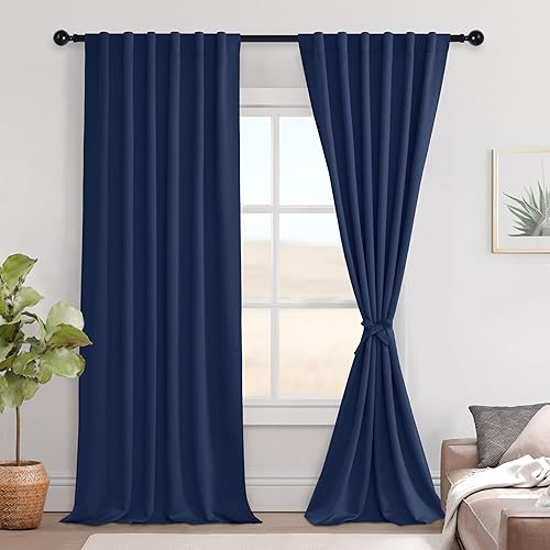 Miniatura 142 de Hiasan Cortinas opacas blancas extra anchas para dormitorio, cortinas opacas térmicas extra anchas de 72 pulgadas de largo, con pestaña trasera,