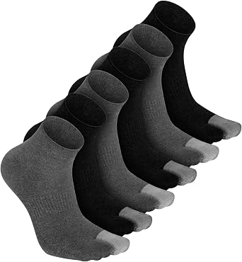 Fourluoo 6 Pcs Mens Cotton Split Toe Socks Breathable Moisture Tabi Socks for Japanese Sandals Wear Us 6-11