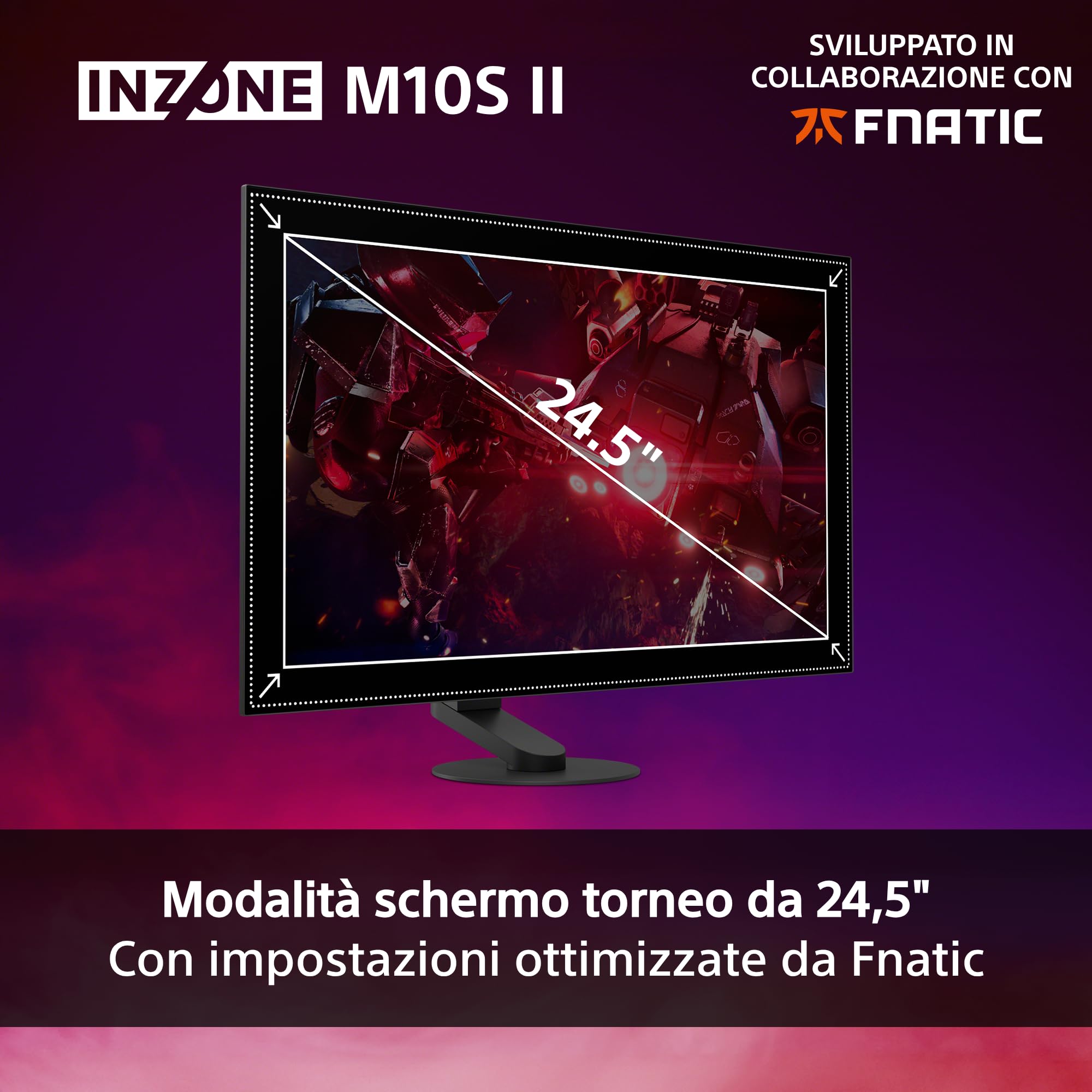 Sony INZONE M10S II Monitor Gaming OLED QHD da 27": 1440p, 540 Hz, 0,02 ms GtG, DCI-P3 99,5%, G-Sync, VRR, sviluppato con Fnatic, 1500 nit, DisplayPort 2.1-2 x HDMI 2.1 - PC, PlayStation 5