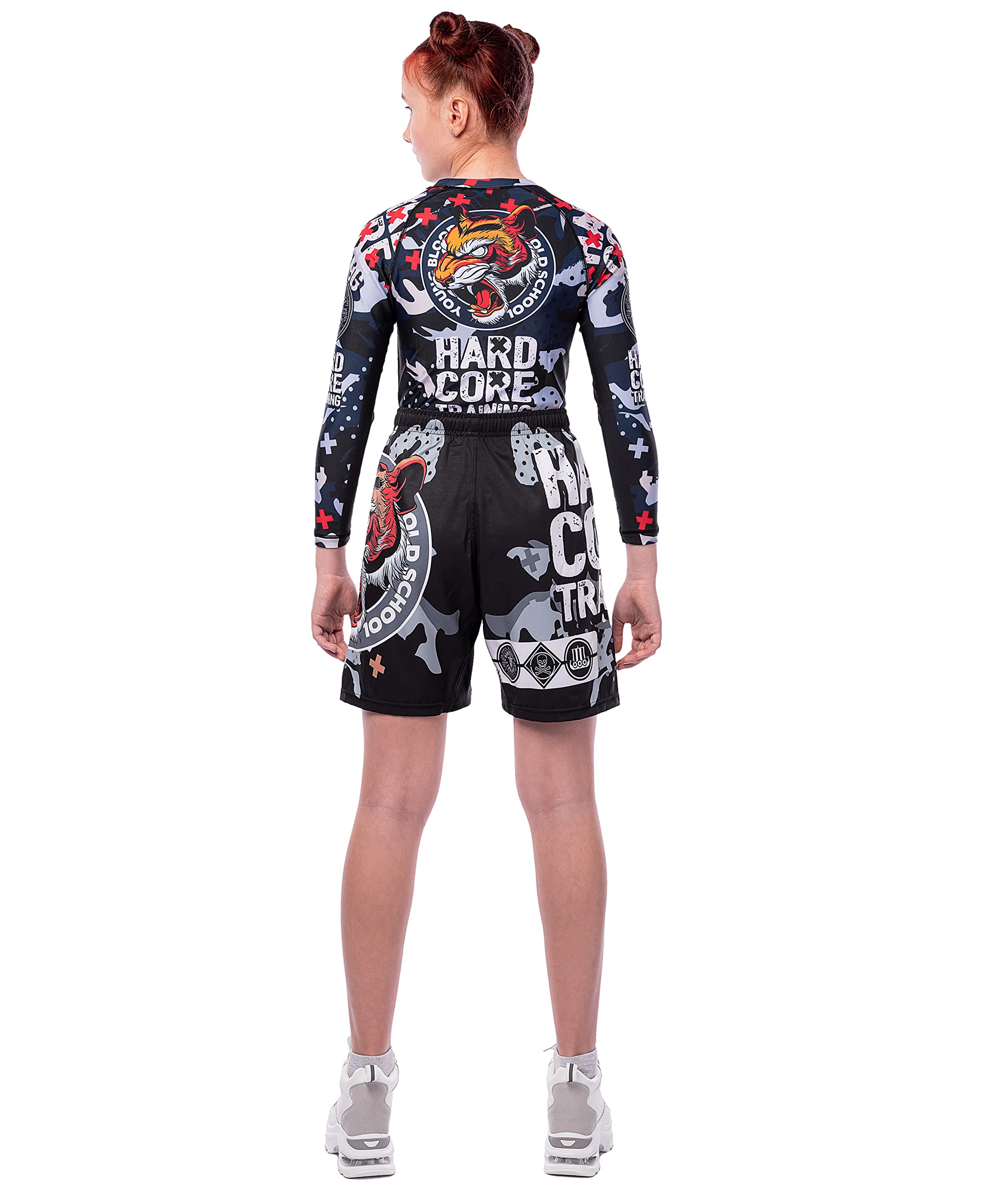 Hardcore Training Kids Rash Guard Sakura Kompressionshemd Kinder Unisex Lange Ärmel Kampfsport BJJ Fitness Boxen No Gi Kindersportbekleidung