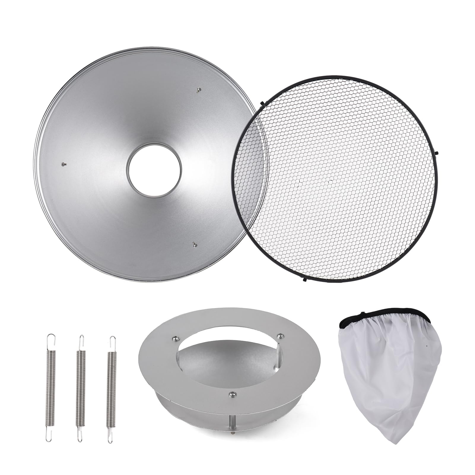 Andoer 15,35 Zoll Bowens Mount Beauty Dish Standardreflektor Diffusor Lampenschirmschale mit 60° Wabengitter und Mittelreflektor für Bowens Mount Studio Strobe Flash Light Speedlite
