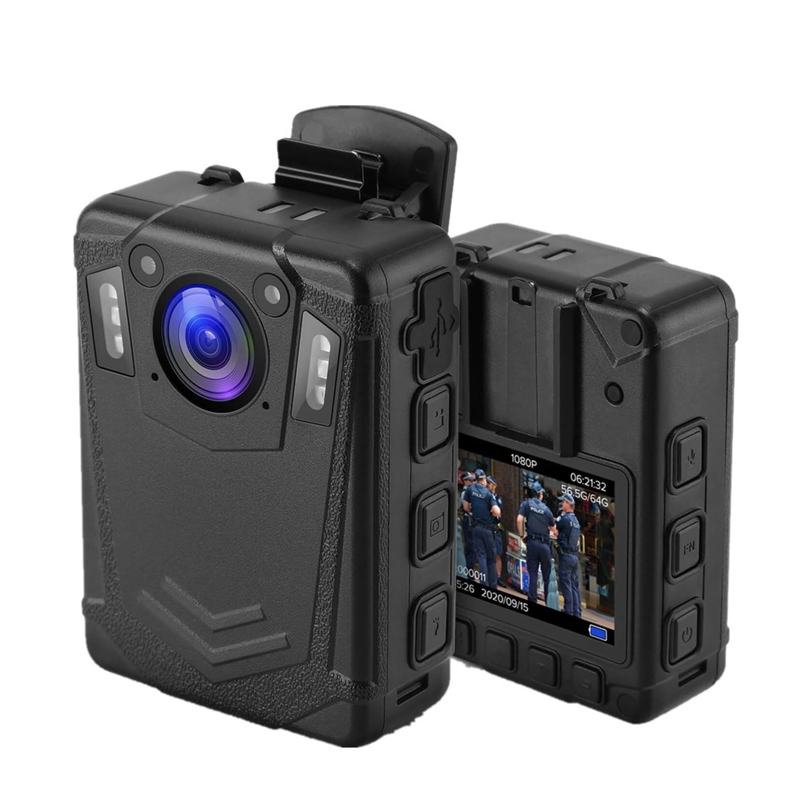 JVDDI Body Camera DMT204 Body Camera IP65 Waterproof Bulit-in 64GB Memory 8Hours Recording Wearable Mounted Car Cam for Outdoor Recording