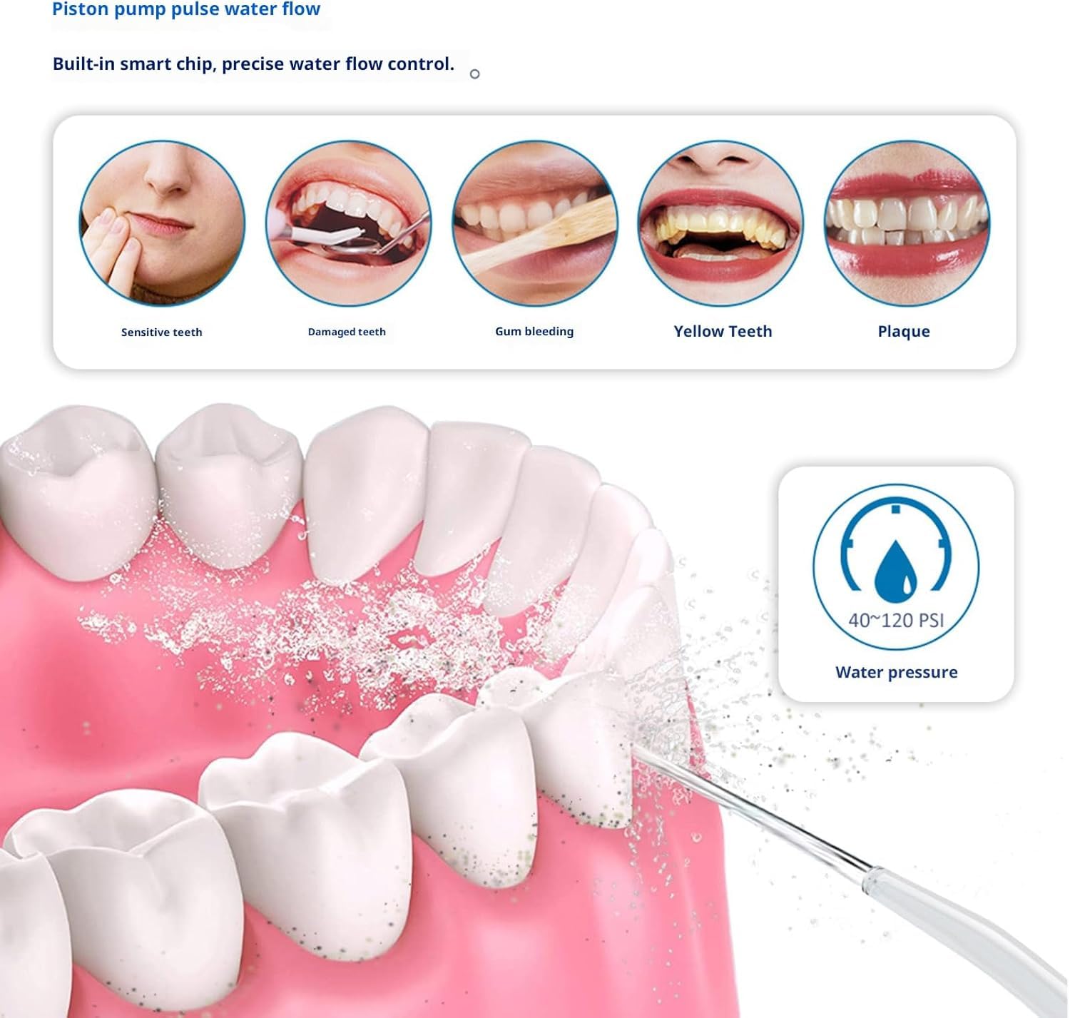 Oryzom Hydropulseur,Sans Fil pour un Soin Dentaire & Buccal Optimal, 5 Modes & 4 Embouts, Réservoir de 300 ml, Étanchéité, Jet Dentaire Portable pour un Voyage (Noir)