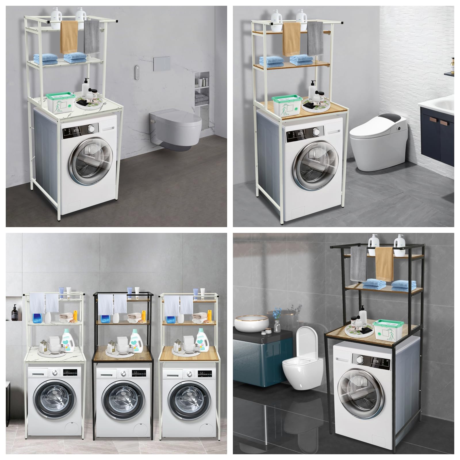 Lavadora Secadora Almacenamiento Estante 3 Niveles Ropa Secado Estante Suelo Montaje Soporte Soporte