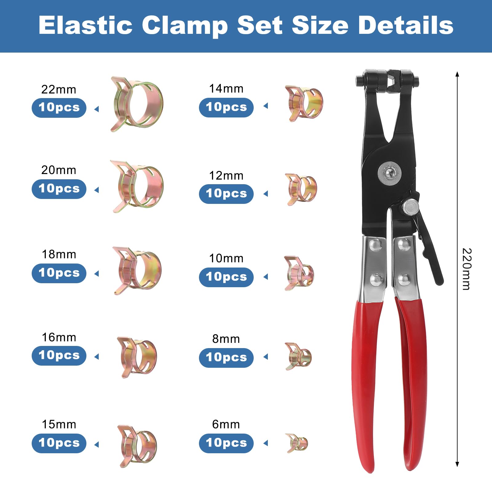 25pcs Car Fuel Line Spring Clips Water Pipe Air Tube Clamps Hose