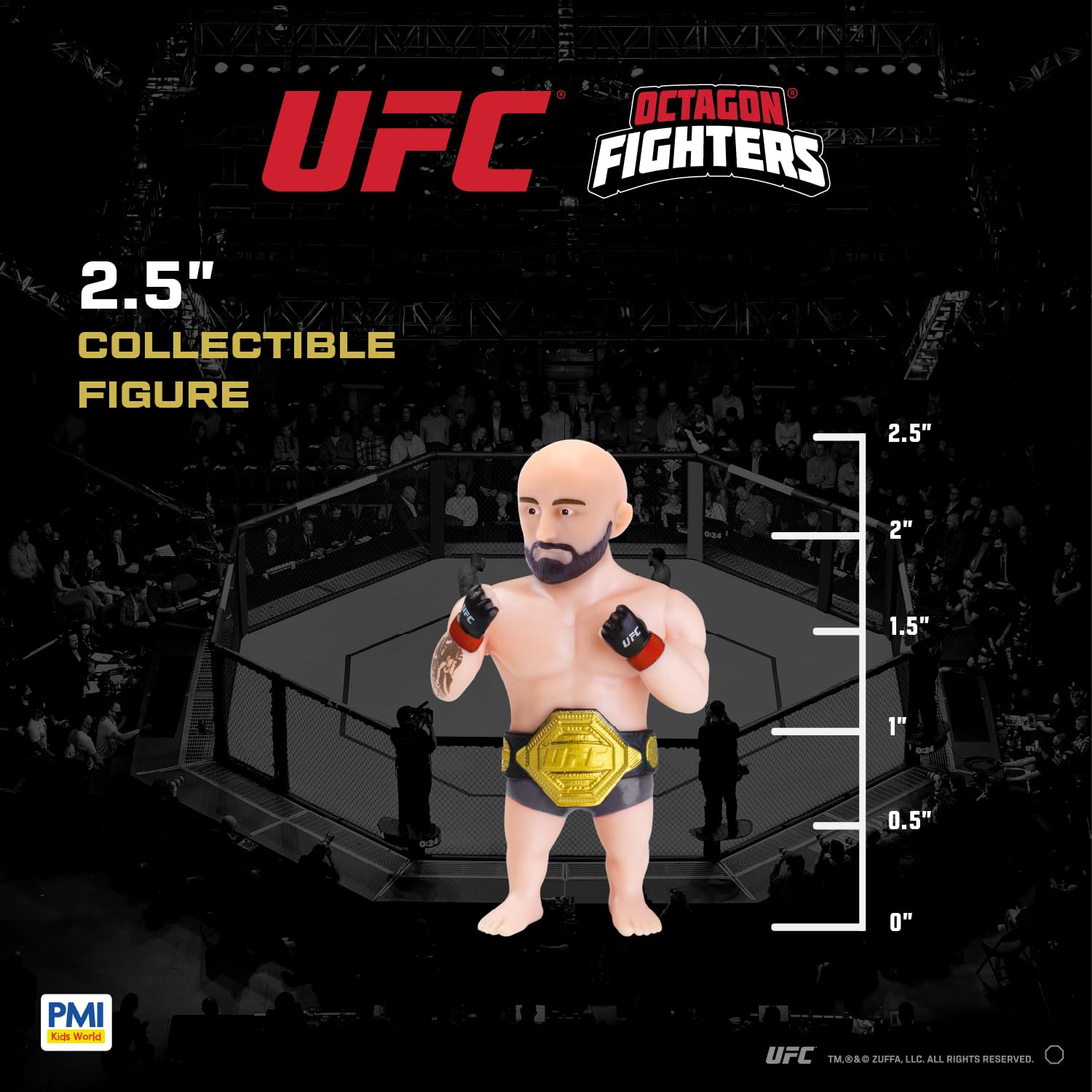 P.M.I. Paquete de 8 figuras coleccionables de UFC de 2.5 pulgadas, caja de lujo, incluye 8 luchadores con accesorios, poses realistas y coleccionables oficiales de UFC