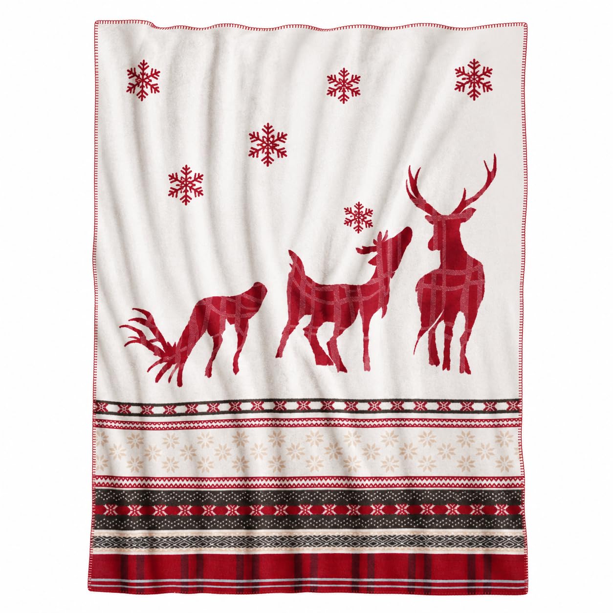 sei Design Weihnachts Kuscheldecke 150x200 Weihnachten Fleece Decke X-Mas Winterdecke Wohndecke Weiche Dicke Decke mit Weihnachtsmotiv als Sofadecke Couchdecke Überwürfe Plaid Weihnachtsdeko