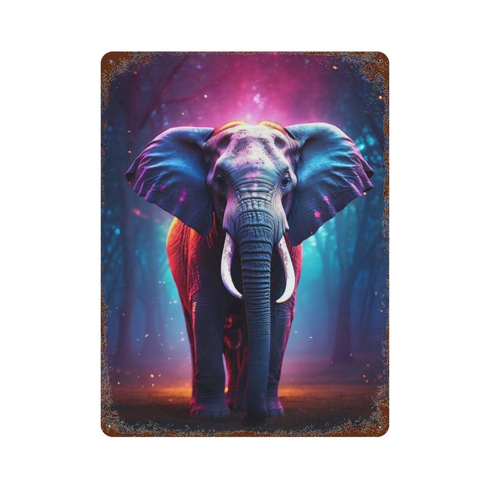 Garage Style Majestic Elephant Distressed Metal Wall Sign 15.7"x11.8", Vintage Wall Decor for Bar And Workshop