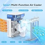 Portatif Air Conditionneur, 3-in-1 Évaporatif Air Refroidissement avec 3 Régimes & 2 Modes d'arrêt, 1000ml Personnel Mini AC Unité USB Petit ventilateur de refroidissement RGB Lumière de nuit & Heureur pour chambre à coucher voiture de bureau (bleu)