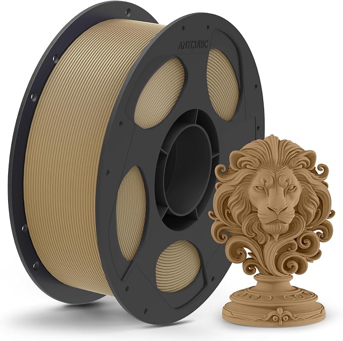 ANYCUBIC Matte PLA Filament 1.75mm, 3D Printing PLA Filament 1.75mm Dimensional Accuracy +/- 0.03mm, 1KG Reusable Spool (2.2 lbs), Caramel