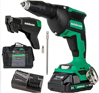 Metabo HPT 18V MultiVolt Cordless Drywall Screw Gun Kit, High-Speed Power Screwdriver with Collated Screw Magazine, 2.0Ah Lithium-Ion Battery and Charger, Lightweight Ergonomic Design, W18DAQB