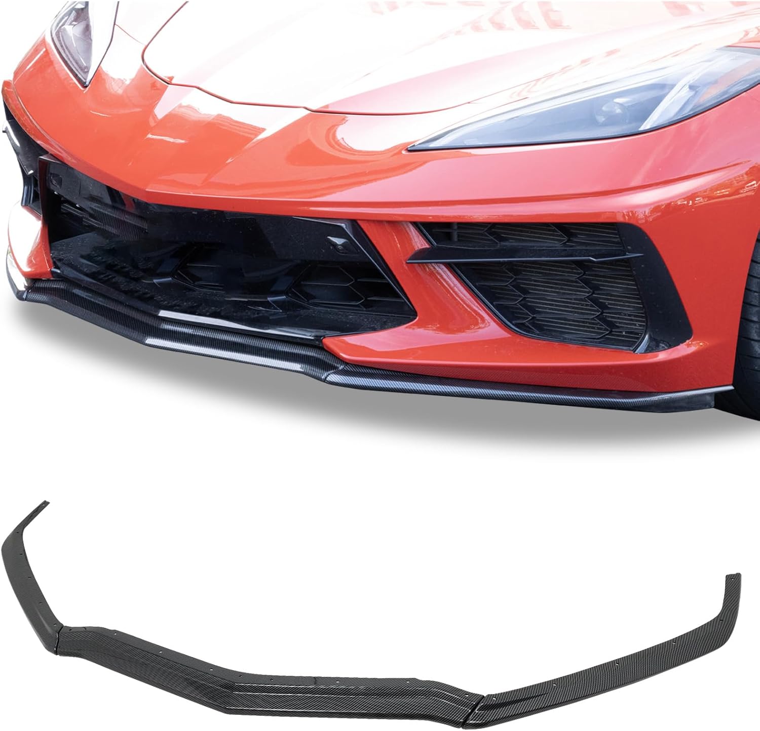 Carbon Fiber Painted C8 Front Bumper Lip Splitter Fit for Corvette C8 2020-2025 3PCS ABS Front Bumper Lip Chin Spoiler OEM #84869770
