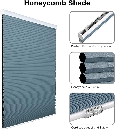 Miniatura 2 de Homebox Persianas celulares 100 % opacas sin cordones para el hogar, persianas para ventanas de interior, persianas de panal de 23 pulgadas de ancho