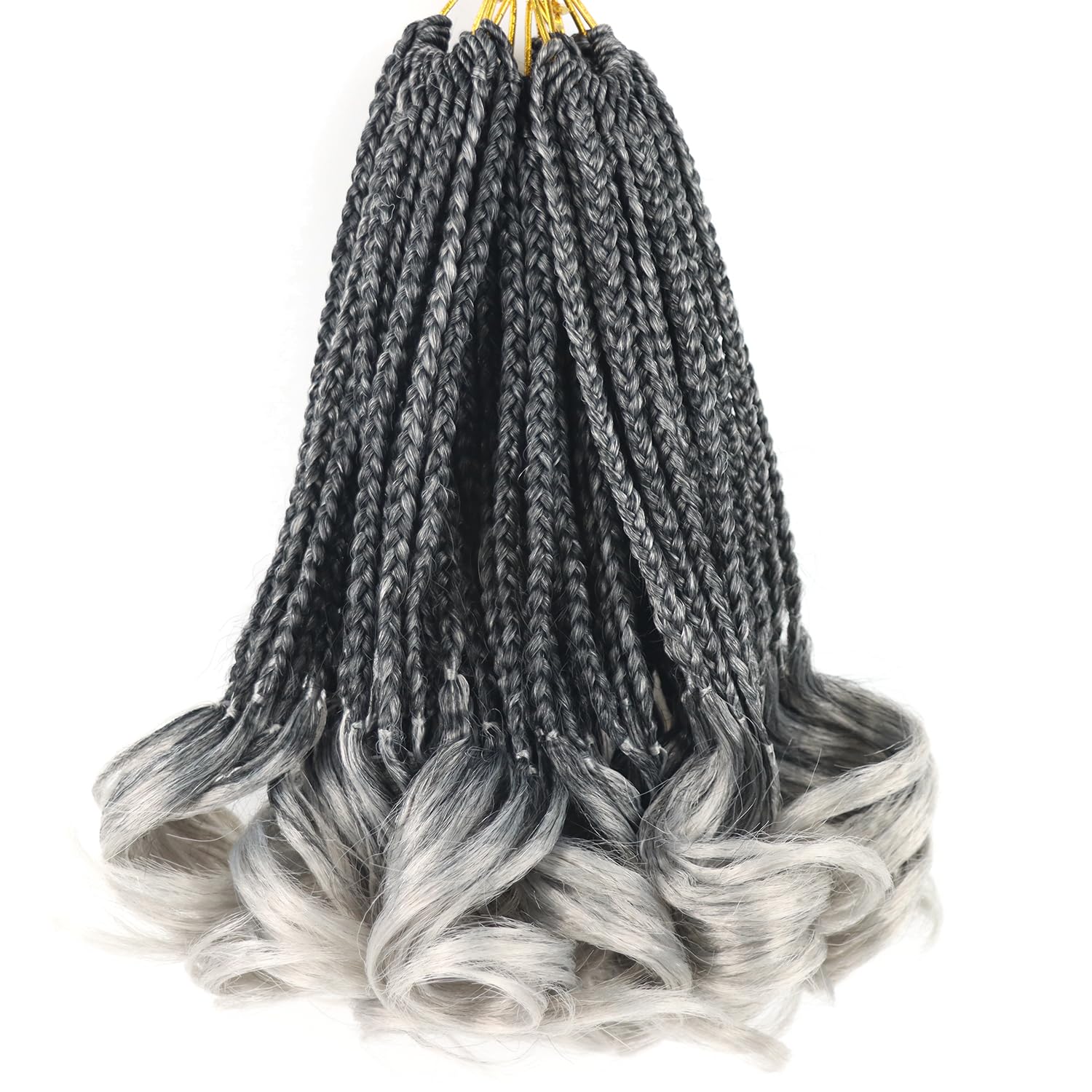 Grey Crochet Hair for Black Women 10 Inch 7 Packs French Curl Crochet Braids with Curly Ends Pre Looped Goddess Box Braids (Tgrey)
