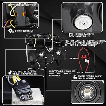 Autozensation Headlights/Corner Lights For 2004-2012 Chevy Colorado Black