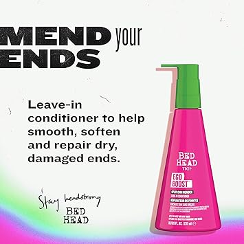 TIGI Bed Head Leave-In Conditioner, Split End Mender, Ego Boost 2-Pack Split Ends Treatment for Dry, Damaged Hair, Fruit & Berries Fragrance, 8 Oz Ea