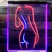 Vista 2 de ADVPRO Señal de neón LED de doble color con diseño de cueva de Lady Back Sexy Girls Man Cave, azul y rojo, 8.5 x 12 pulgadas, st6s23-i3131-br