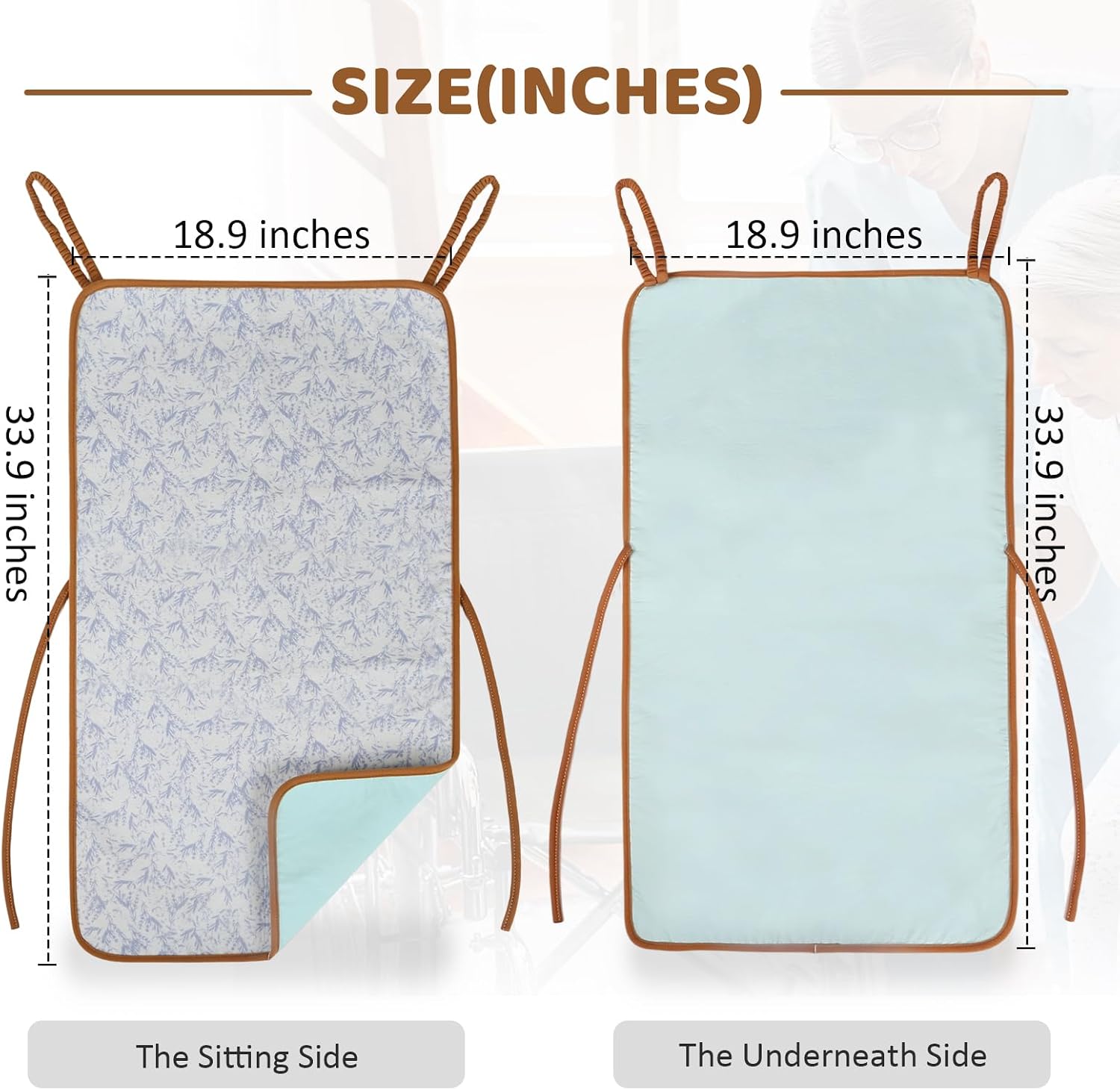 Wheelchair Incontinence Waterproof Pads with Colorful Pattern - Extra Large, Washable & Reusable, with Two Straps for Secure Fit (Violet Grove, 18.9" x 33.9") image 4
