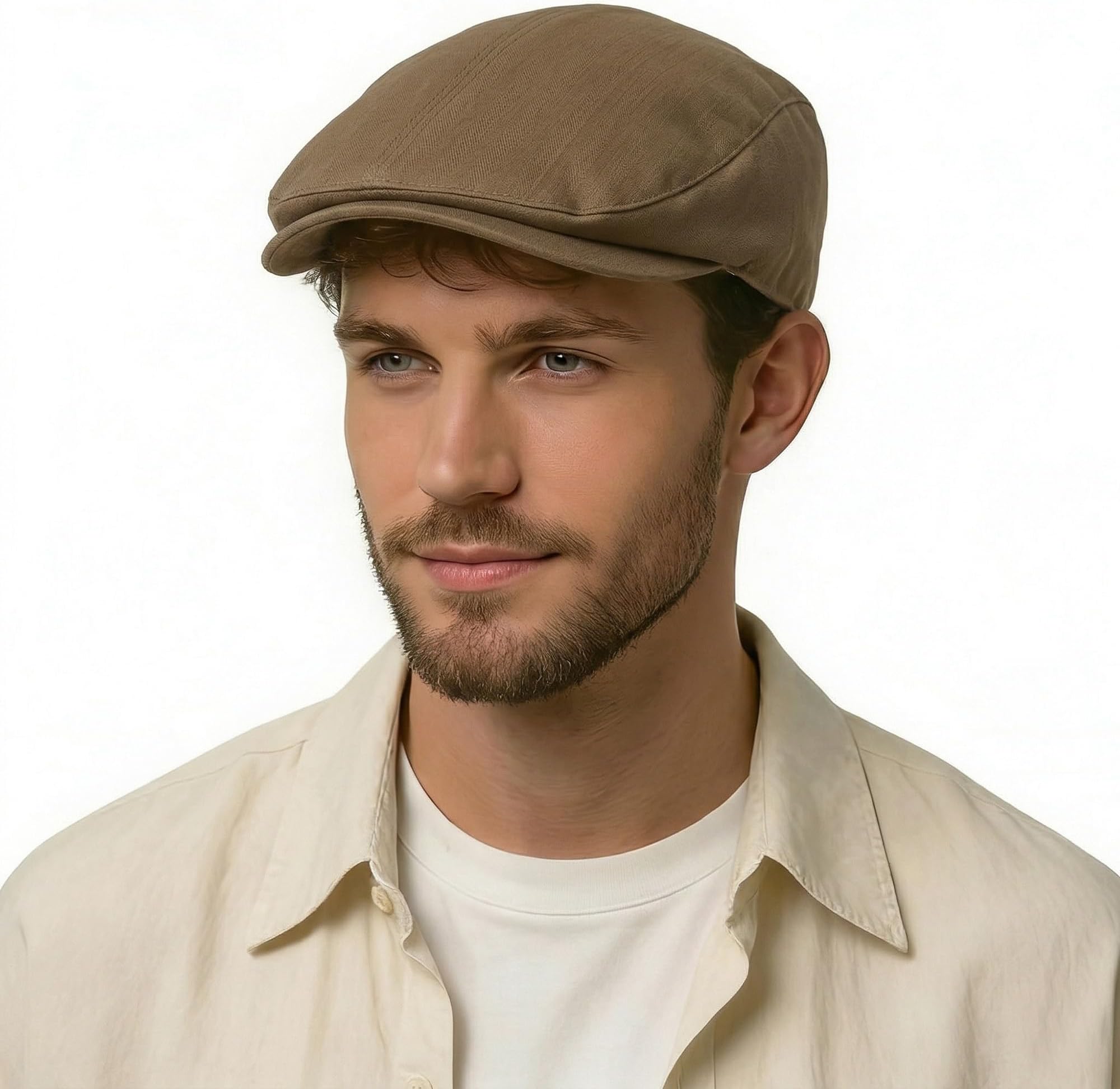 ZLYC Men Cotton Flat Cap Lightweight Ivy Irish Cabbie Driving Hat Newsboy Hats