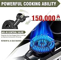 Vista 2 de Bestfire Estufa de propano de 2 quemadores, estufas de gas para acampar al aire libre, 150,000 BTU, encendido automático con regulador y estantes